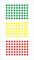 Dot stickers 10mm, green, red, yellow 300 pack